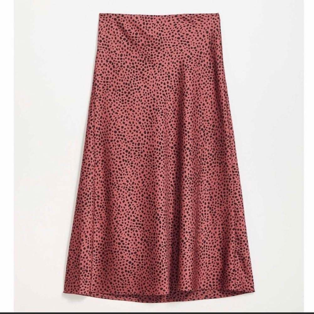 Loft Silky Leopard Midi Skirt Size Medium
